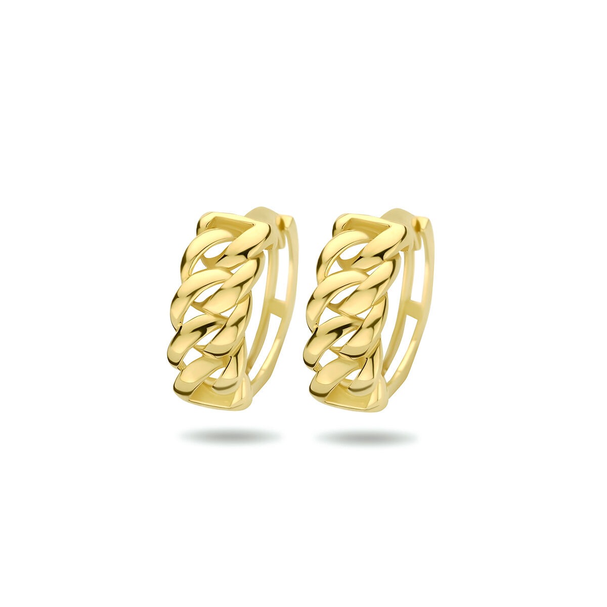 9-karätige gelbgoldene Creolen mit einem geflochtenen Design und einem Durchmesser von 13 mm