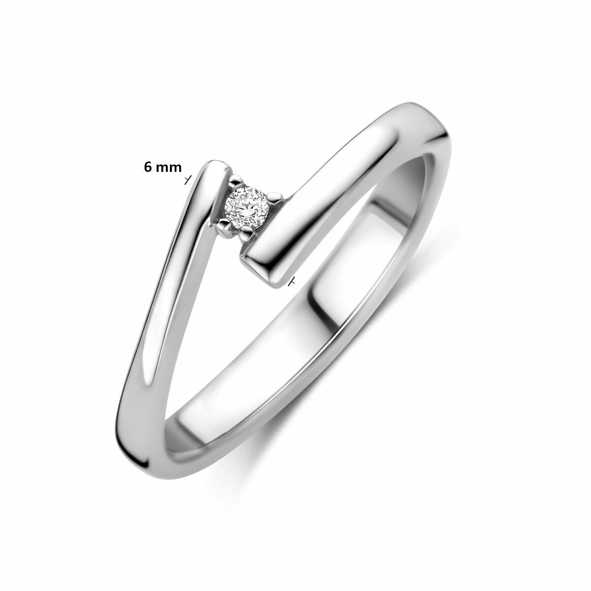 Silberner Damenring mit Zirkonia – rhodiniertes 925er Silber
