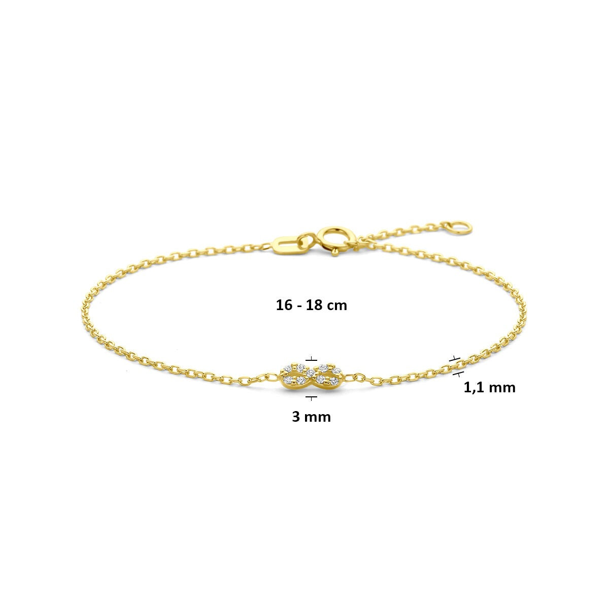 14 Karat Gelbgold Infinity Armband mit Zirkonia