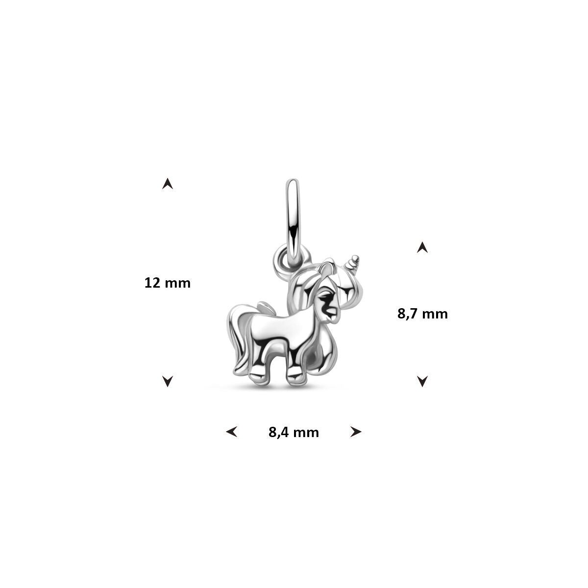 Silberner Kinderanhänger Einhorn – rhodiniertes 925er Silber 12 mm