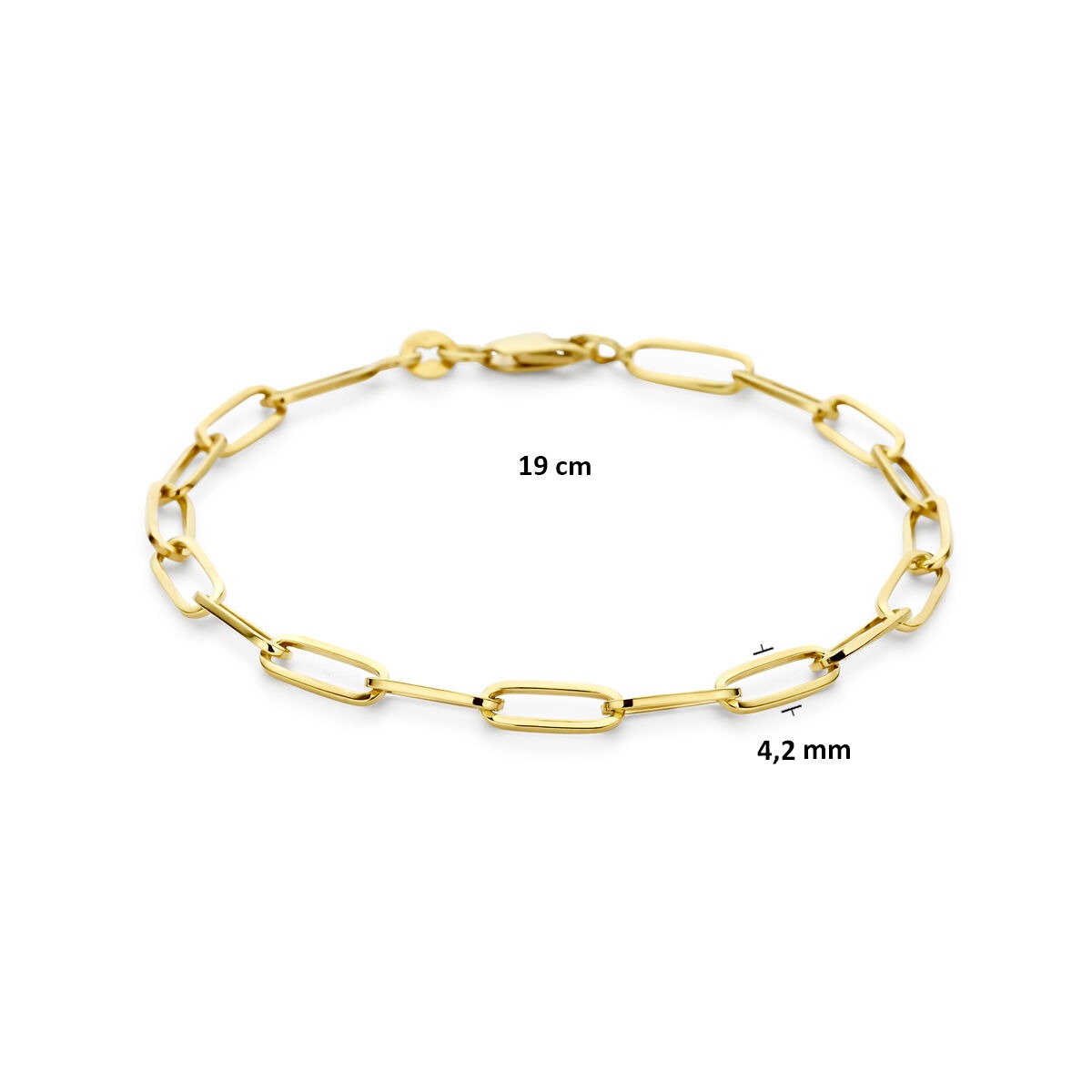 14k Gelbgoldarmband mit Silberkern 19 cm