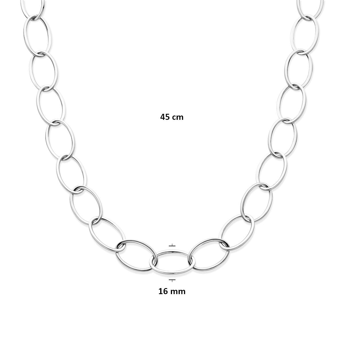 Silbernes Damenarmband rhodiniert mit Ankerkette - 16 mm 45 cm