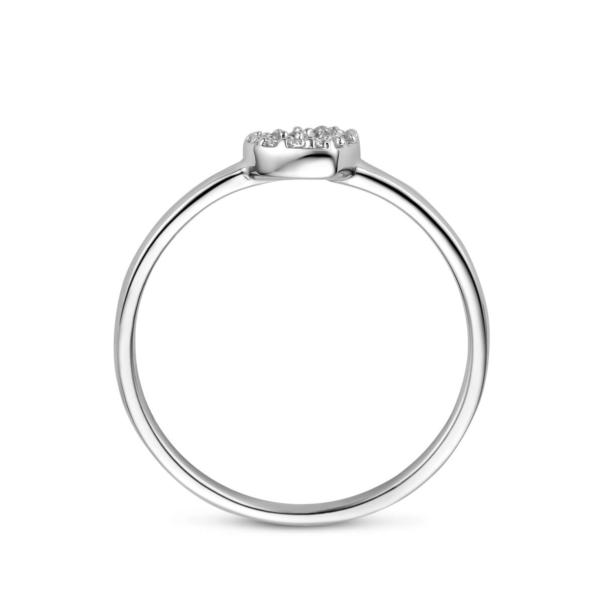 Rhodinierter 925er Silberring mit Herz und Zirkonia