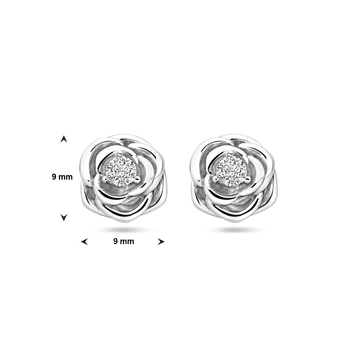 Silberne Ohrstecker Rose mit Zirkonia