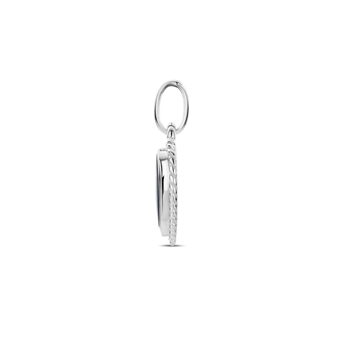 Rhodinierter Silberanhänger mit Onyx – Herzform 20.5mm