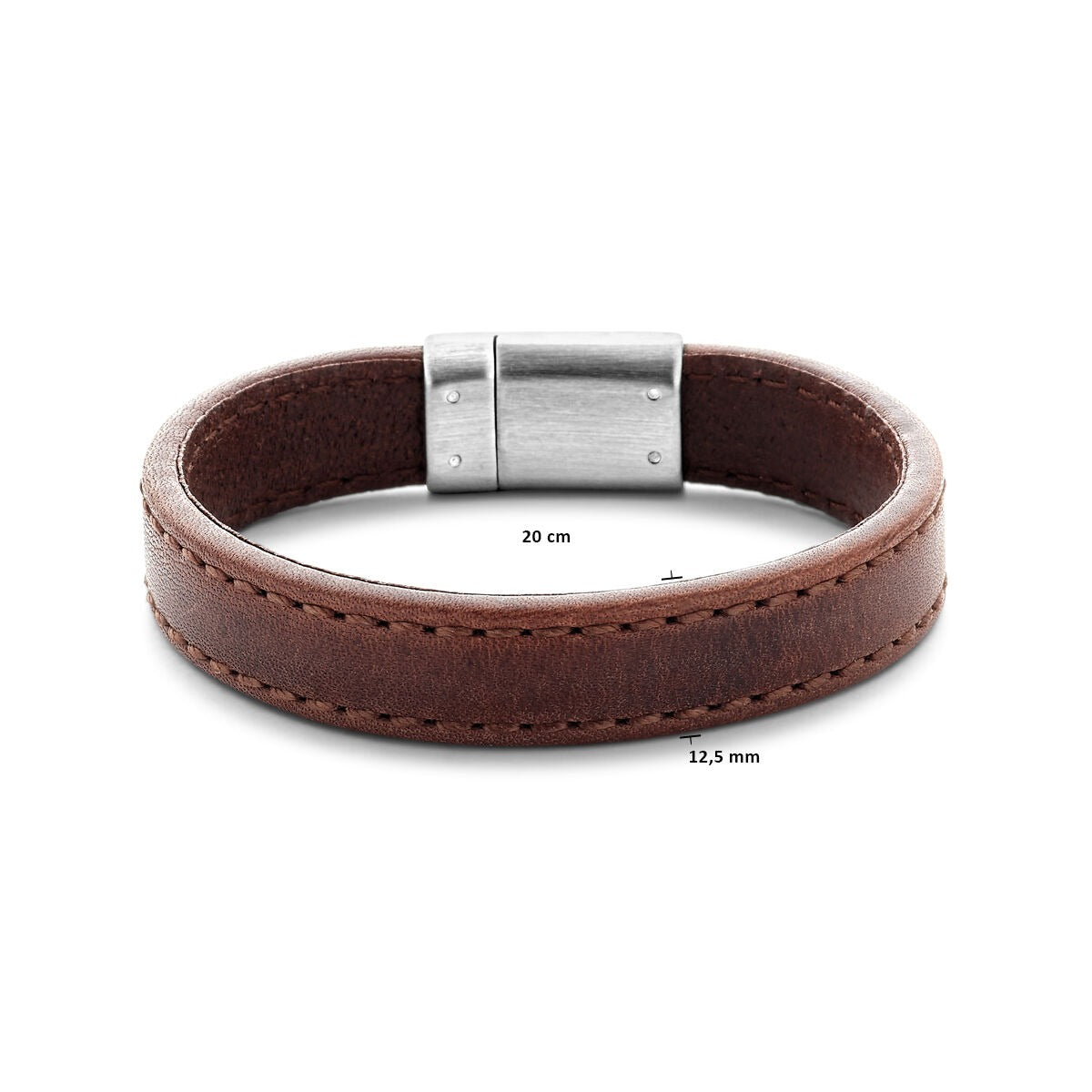 Dunkelbraunes Herrenarmband aus Leder mit Edelstahl