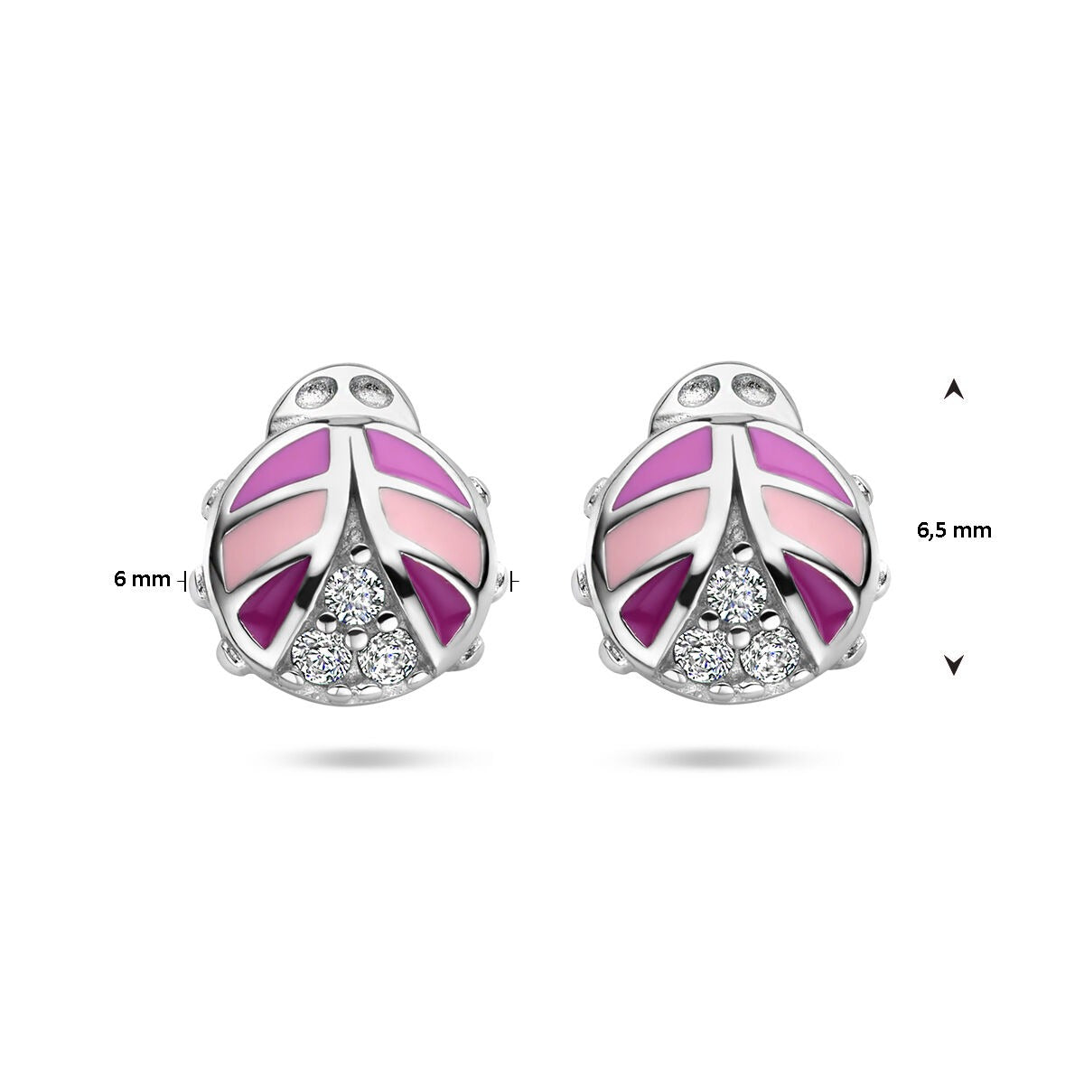 Silberne Marienkäfer Ohrstecker mit Zirkonia – rhodiniertes 925er Silber
