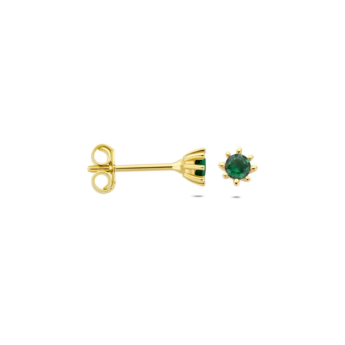 9K Gelbgold-Ohrstecker mit grünen Zirkonia