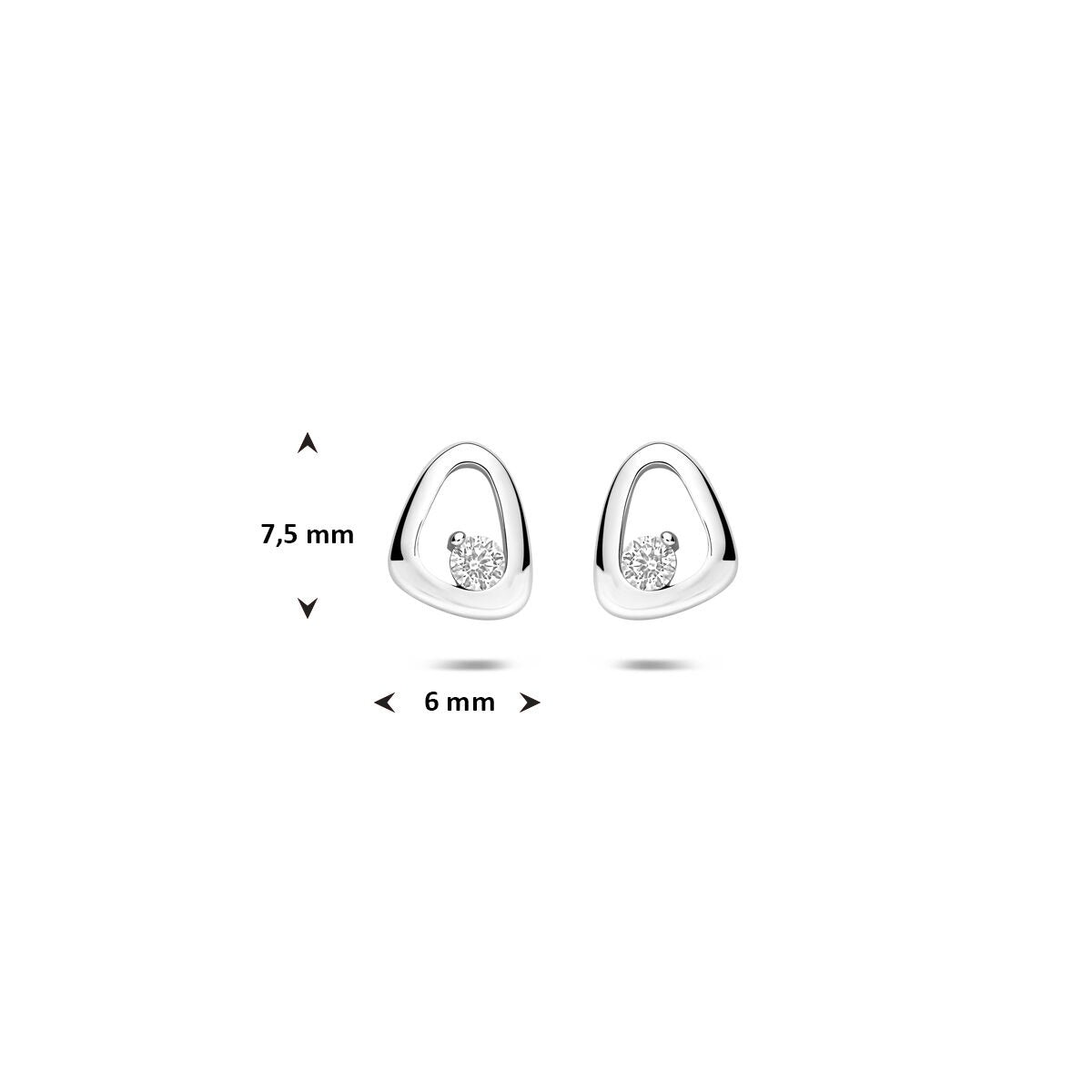 Silberne Ohrstecker mit Zirkonia 925 rhodiniert – 7,5 mm