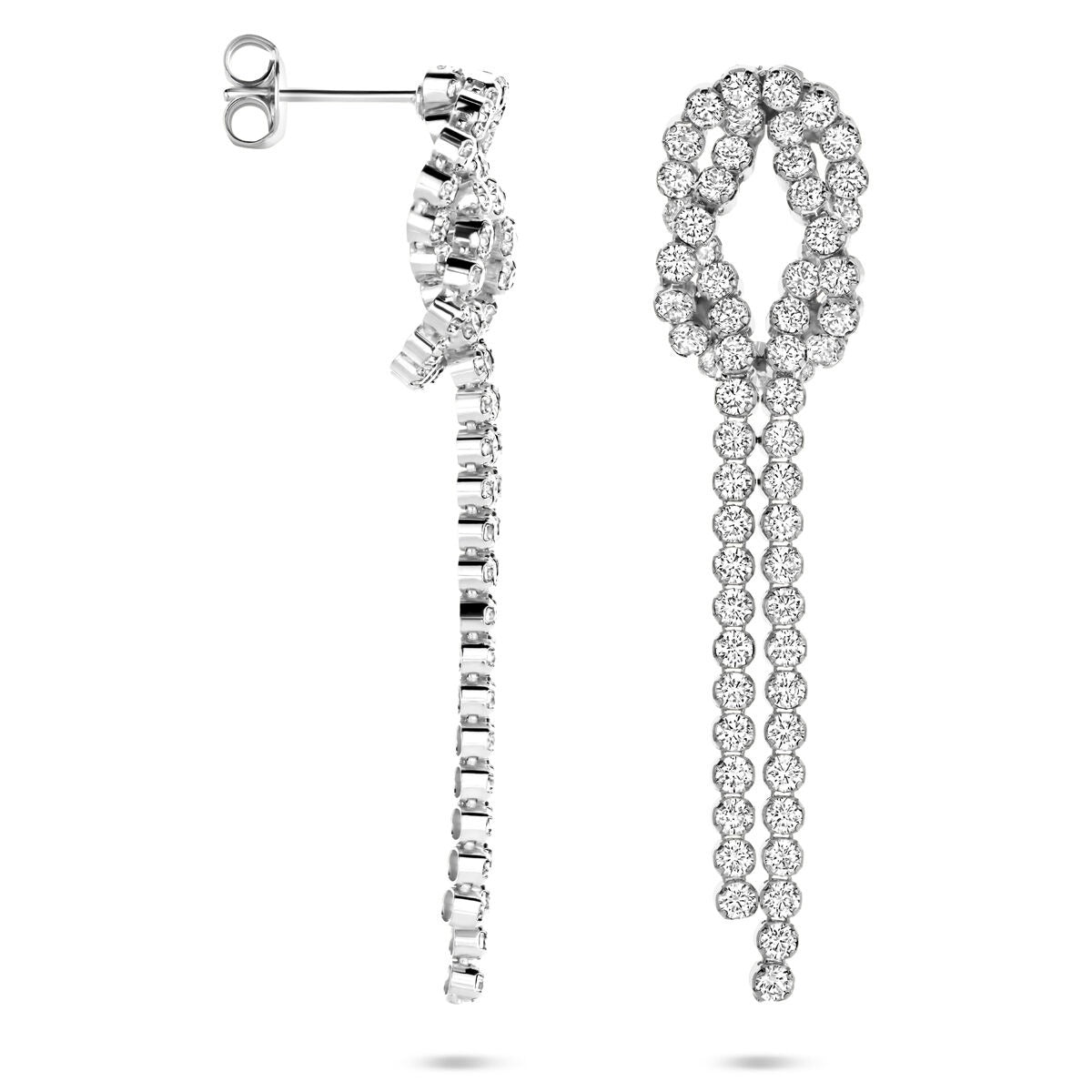 Rhodinierte Silberohrringe mit Zirkonia – 53 mm
