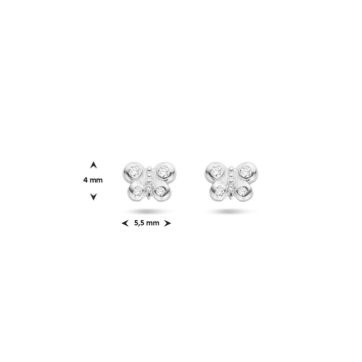 Schmetterlingsohrstecker Zirkonia Silber rhodiniert