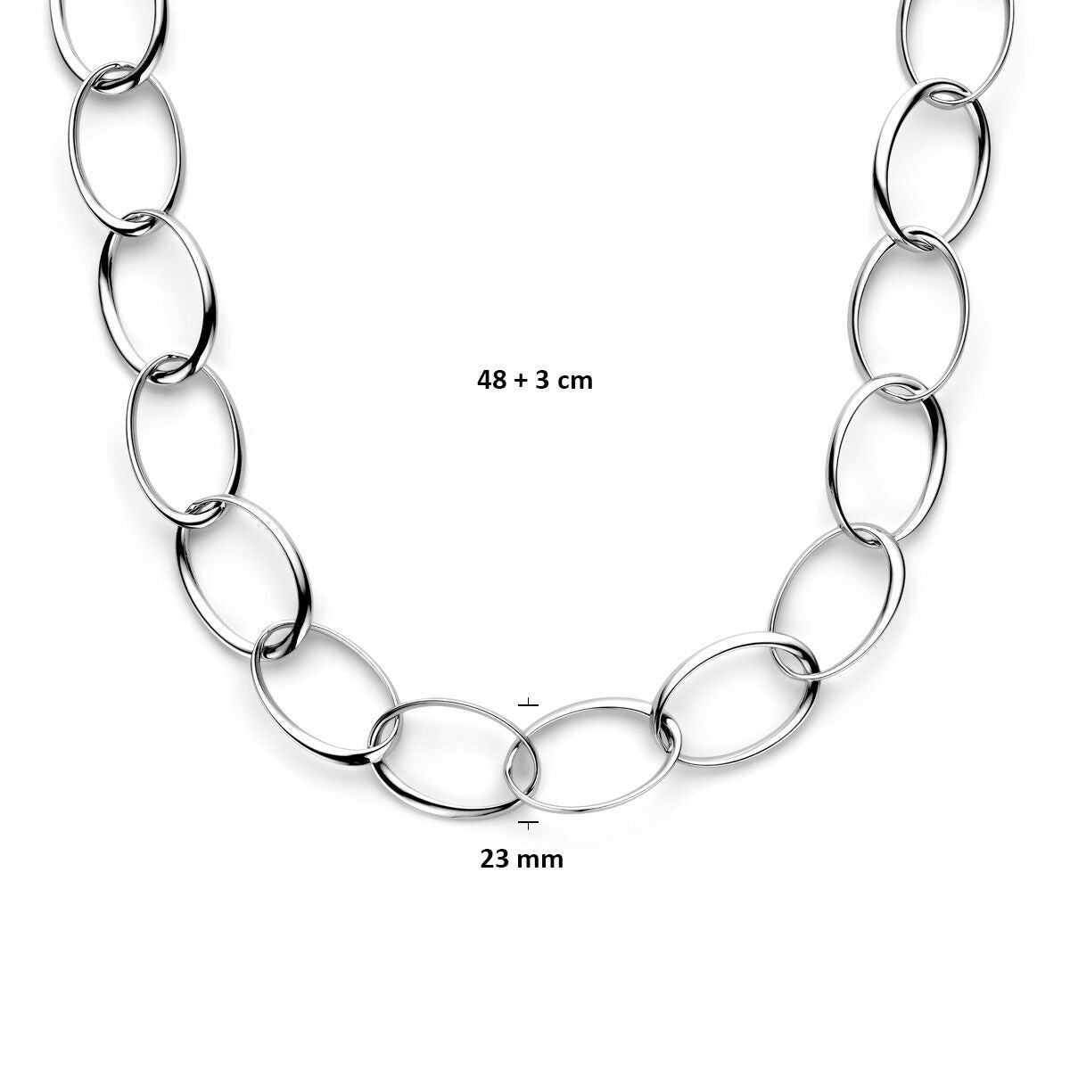 Halskette 23 mm 48 + 3 cm Silber rhodiniert