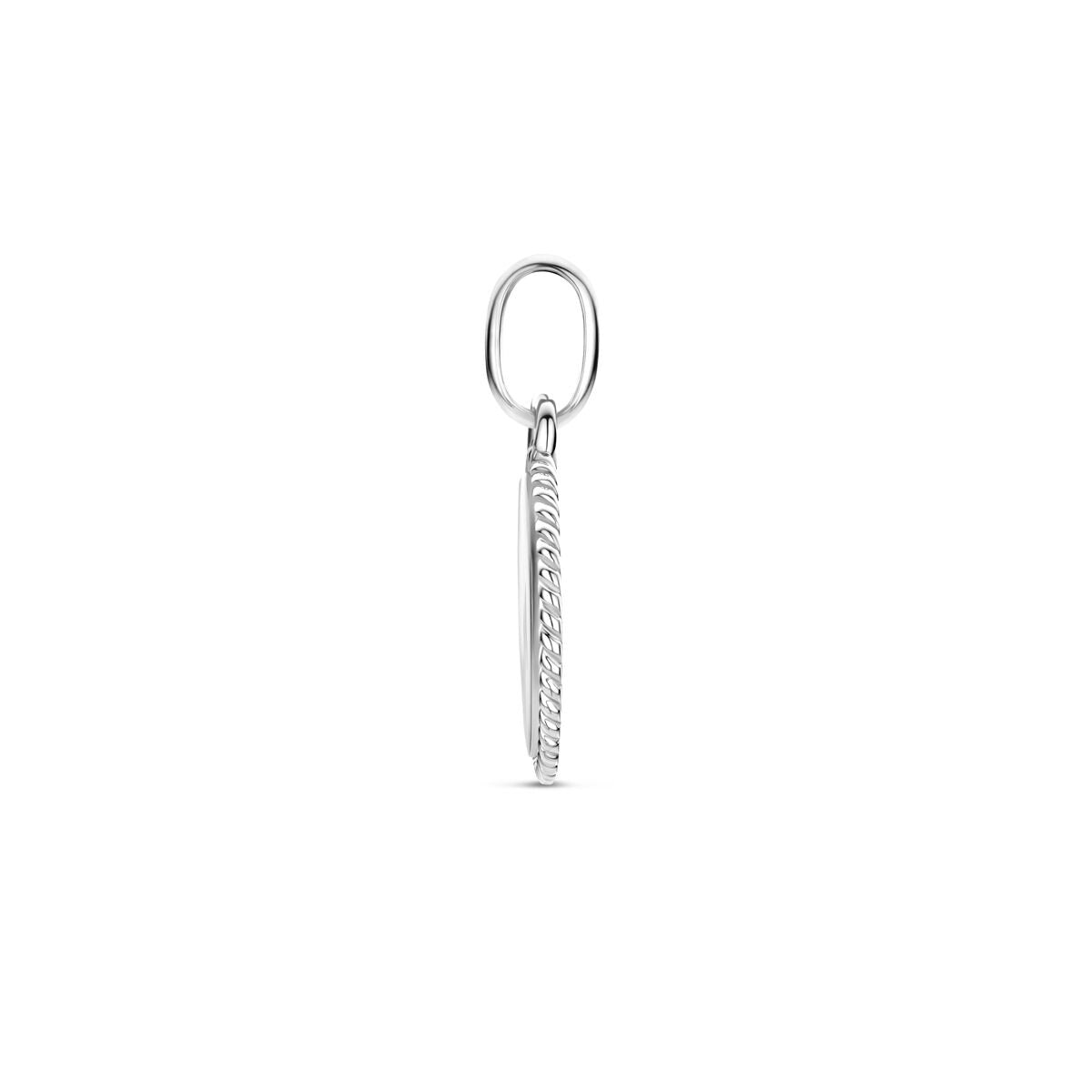 Rhodiniertes Gravur-Medaillon aus Silber, rund – 19,5 mm