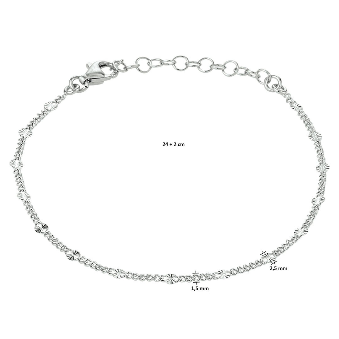 Fußkettchen 2,5 mm 24 + 2 cm Silber rhodiniert