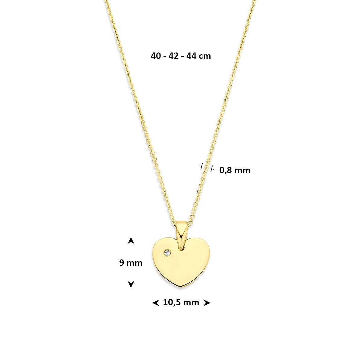 14k Gelbgoldkette mit Herz und Labordiamant