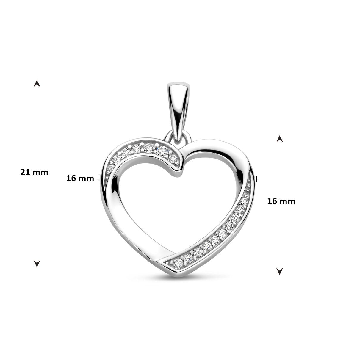 Silberanhänger Herz mit Zirkonia 925 rhodiniert – 21 mm
