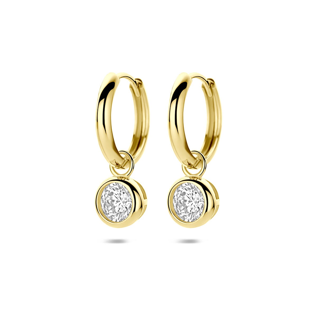 Goldene Ohringe aus 9 Karat Gelbgold mit Zirkonia-Anhänger