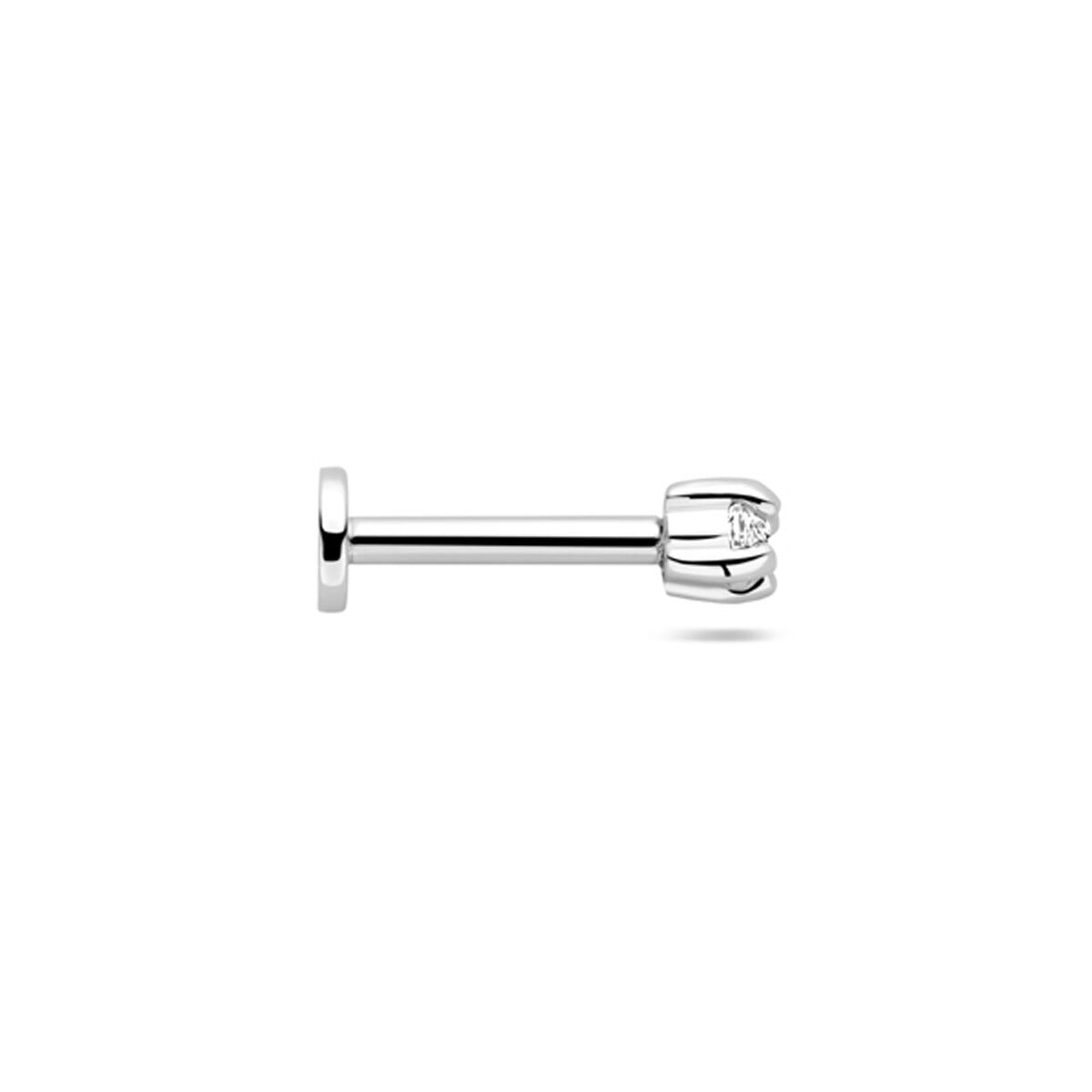 Silbernes Flat Back Piercing mit Zirkonia – Rhodiniertes 925 Silber
