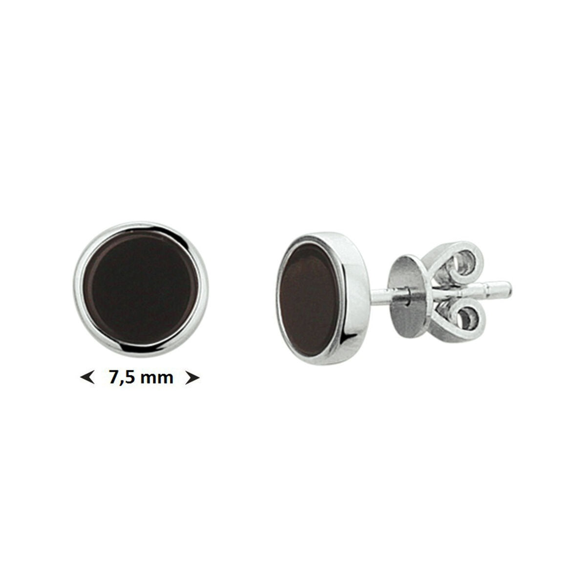 Ohrstecker aus Sterlingsilber mit Onyx – rhodiniert 925