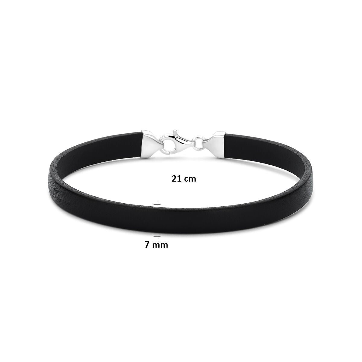 Schwarzes Herrenarmband aus Leder mit silbernem Verschluss