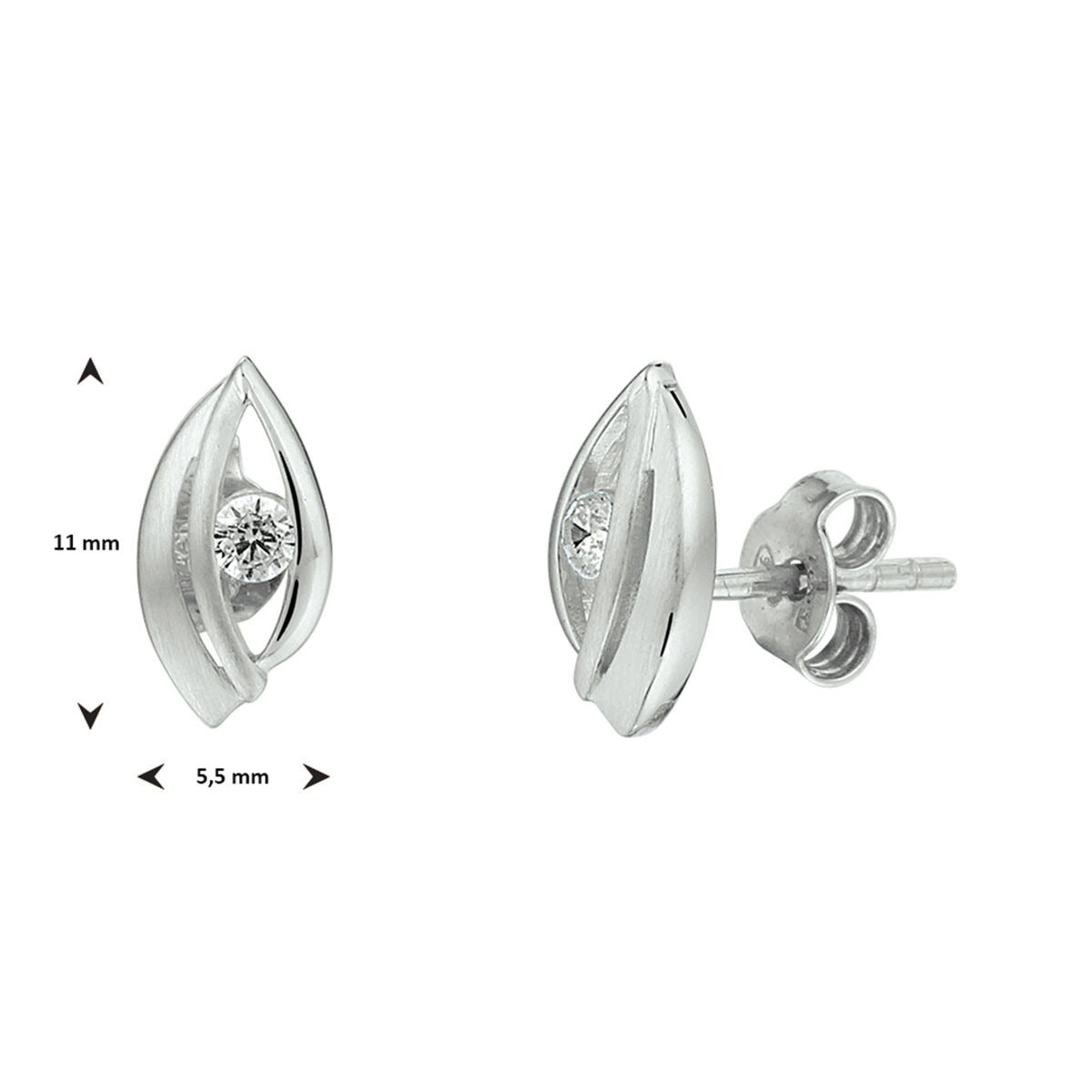 925 Rhodiniertes Silberohrstecker mit Zirkonia