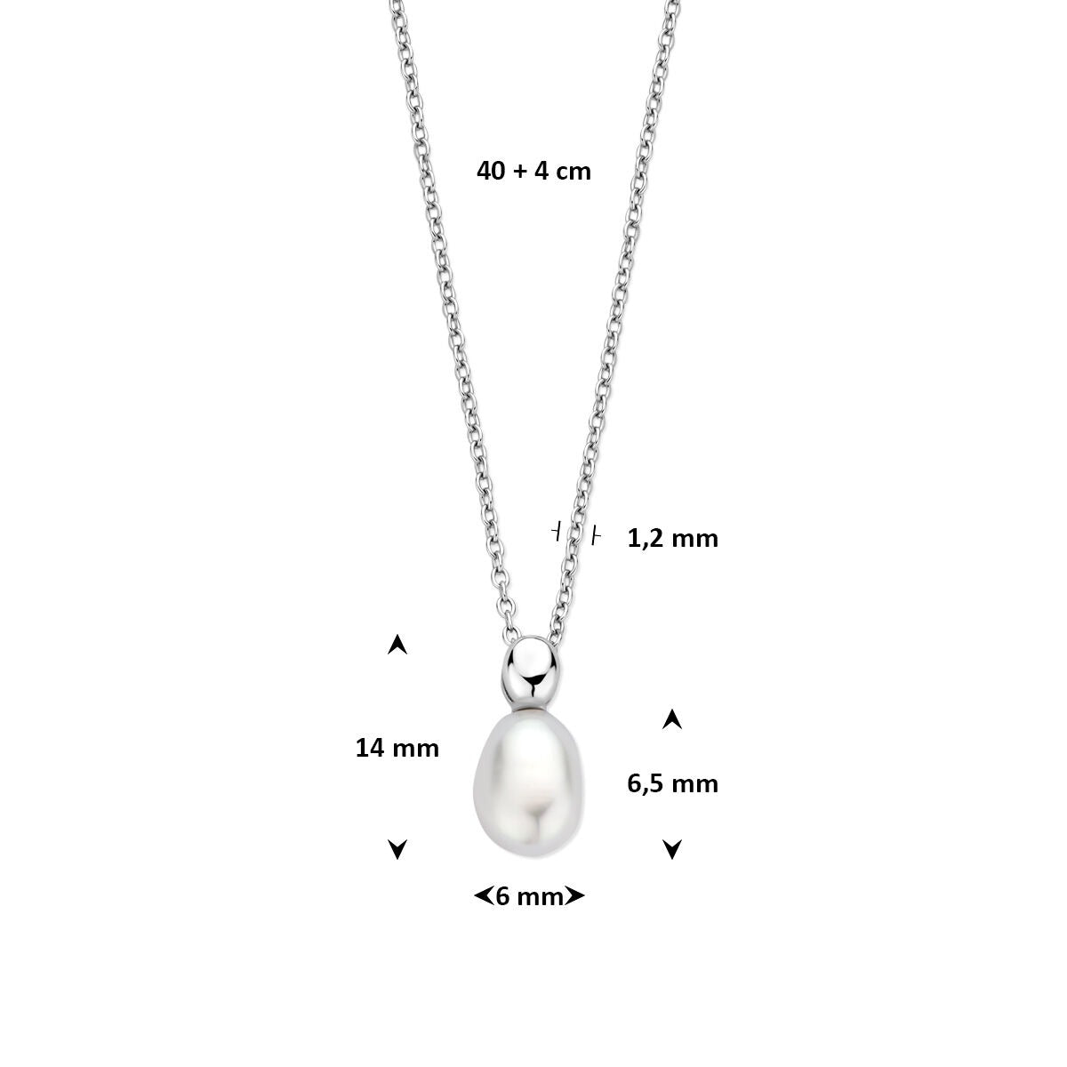 Silberkette mit Süßwasserperle – rhodiniertes 925er Silber