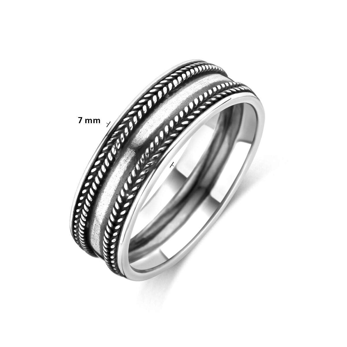 Silberner Herrenring oxidiert – 7 mm breit