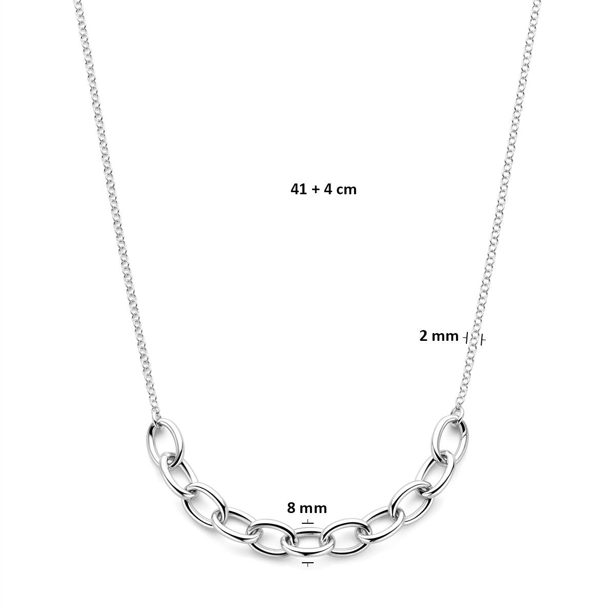 Rhodiniertes Damencollier aus Silber mit glänzenden Gliedern