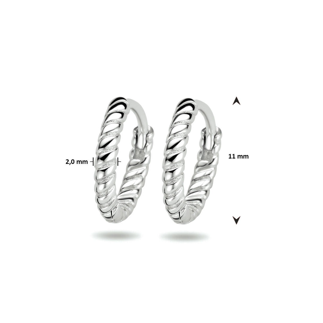 Zilveren klapoorringen dames – gerhodineerd 925 zilver, gedraaid design 11 mm