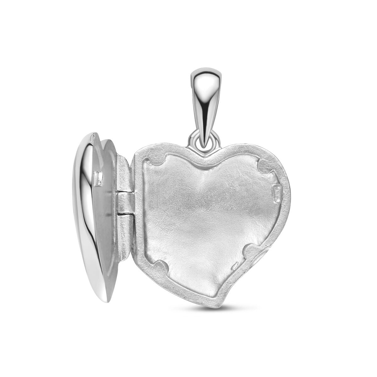 Rhodiniertes 925er Sterlingsilber Herz-Medaillon mit Perlmutt