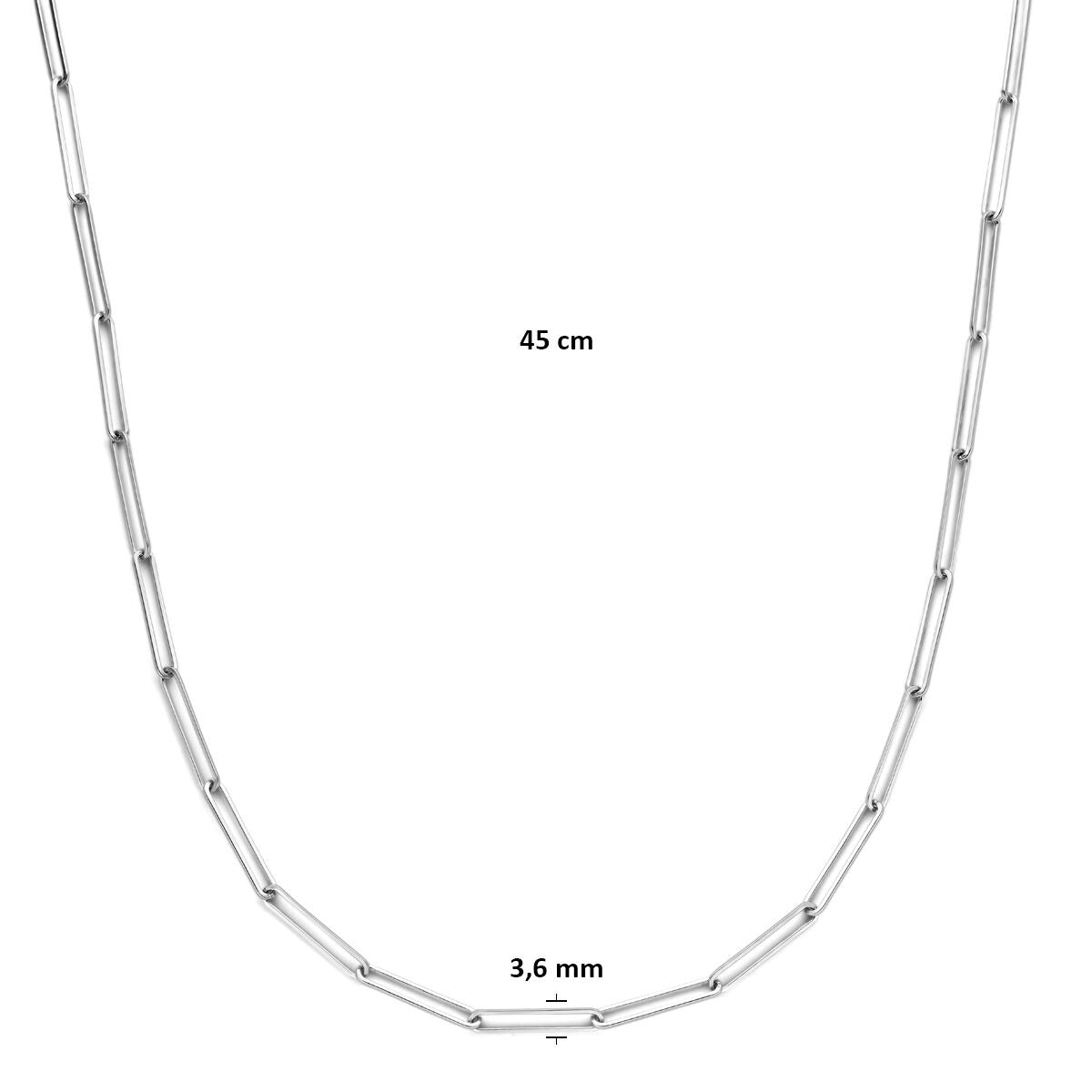Rhodiniertes Silber-Ankerhalskette 45cm 3,6 mm