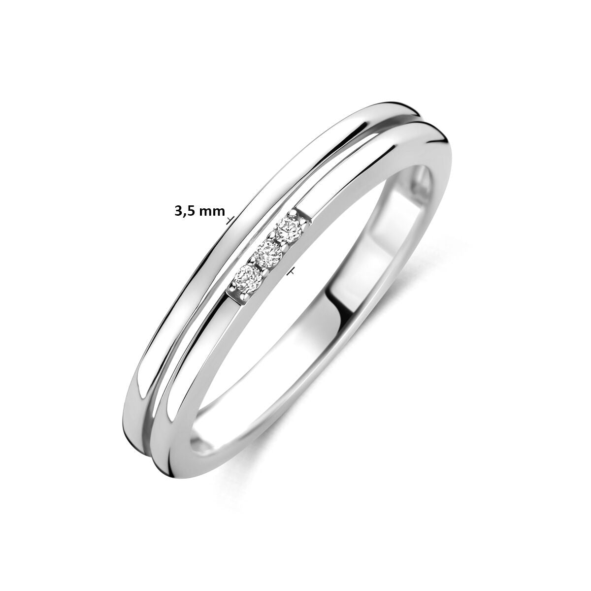Silberring mit Zirkonia – rhodiniertes 925er Silber