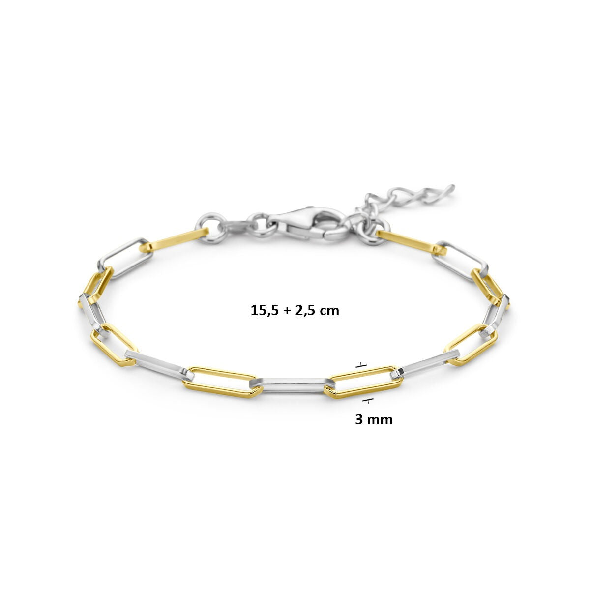 Vergoldetes und rhodiniertes Armband aus 925er Silber im Paperclip-Design