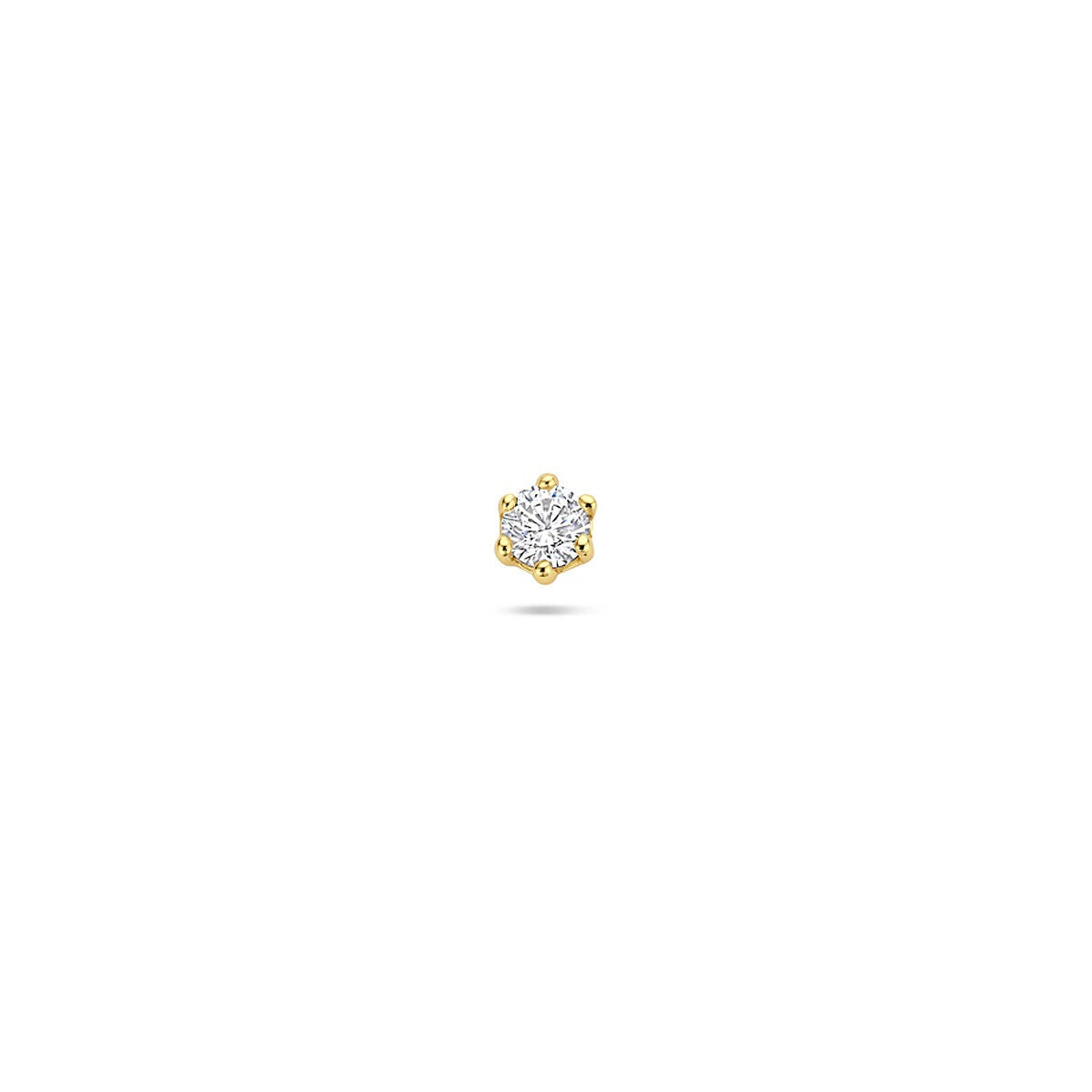 Vergoldetes Silber-Flat-Back-Piercing mit 3,5 mm Zirkonia in blütenförmiger Ausführung