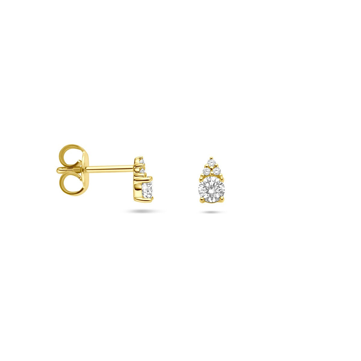 Goldohrstecker mit Diamanten – 14 Karat Gelbgold, 0,28 ct Brillant geschliffen