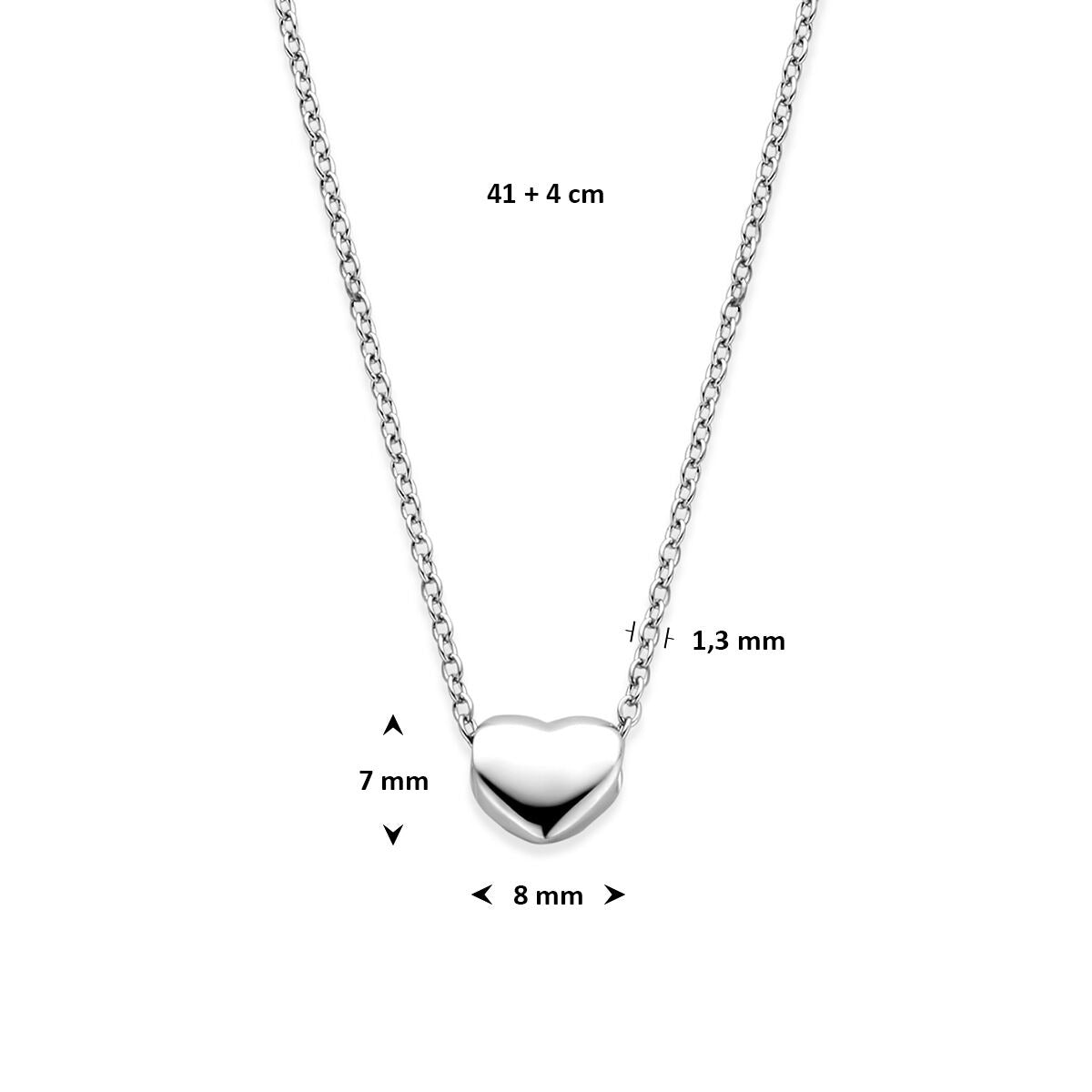 Rhodiniertes 925er Silbercollier mit Herzchen