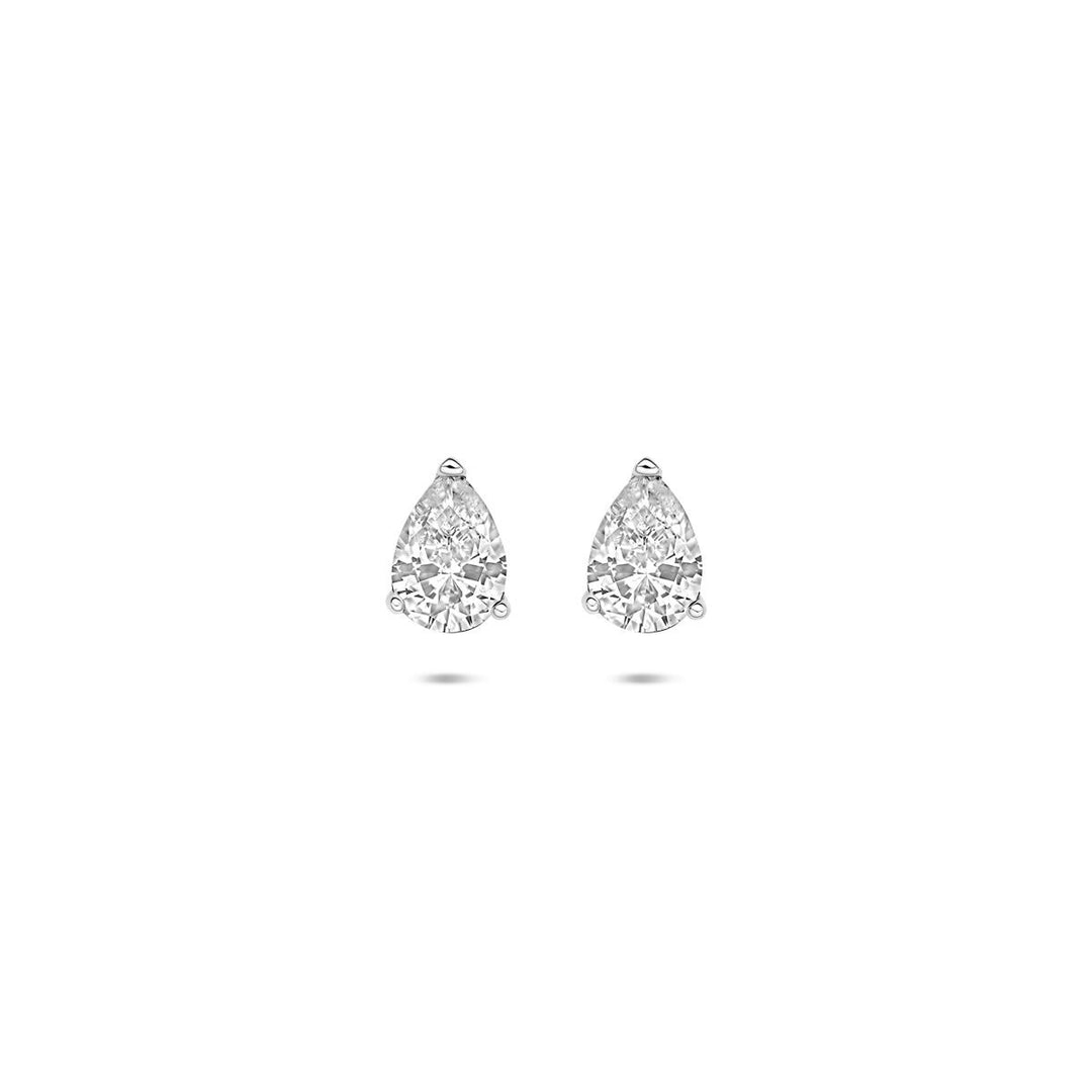 Zilveren oorknoppen met zirkonia in peervorm – 7.5 x 5.5 mm