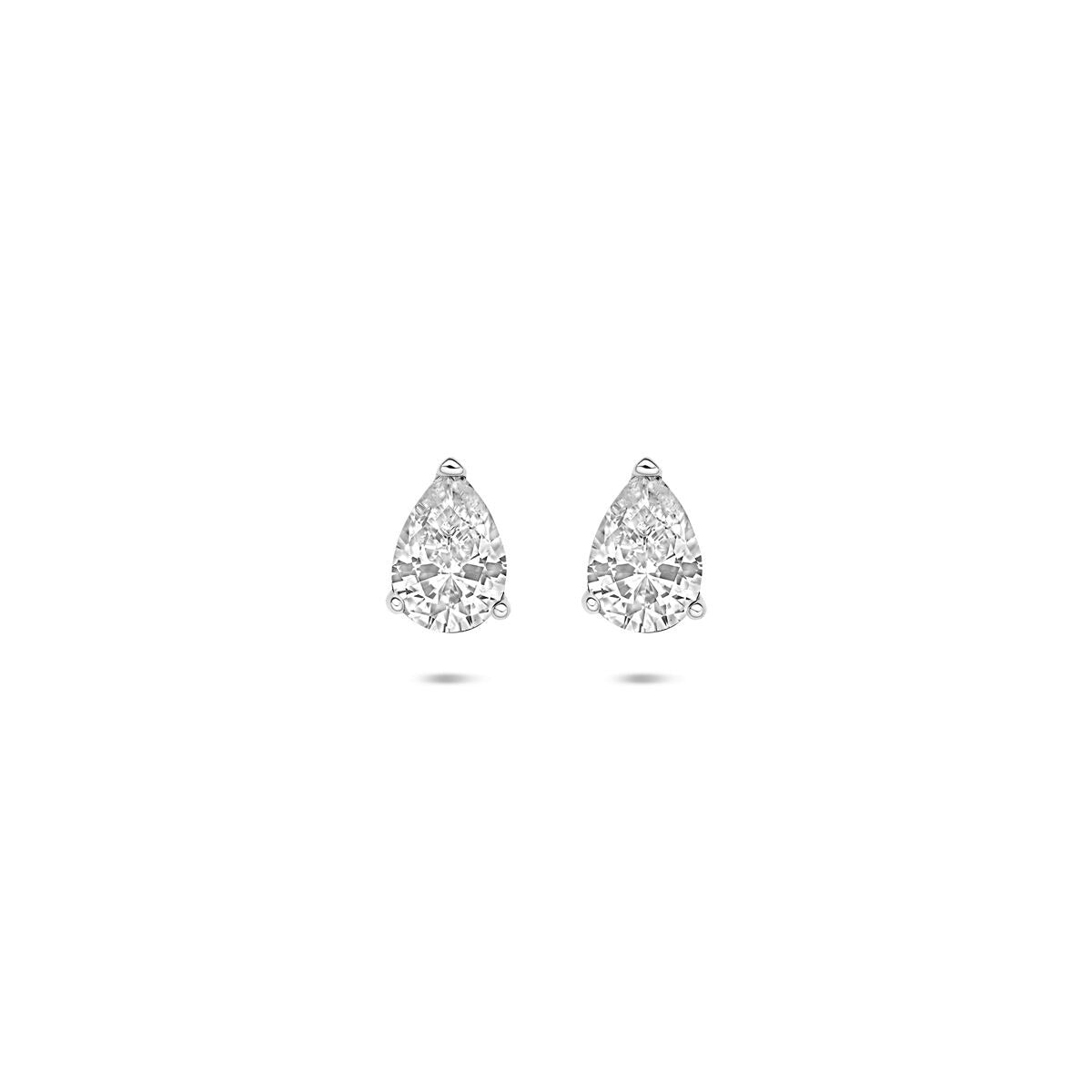 Silberne Ohrstecker mit zirkonias in Tropfenform, 7,5 x 5,5 mm