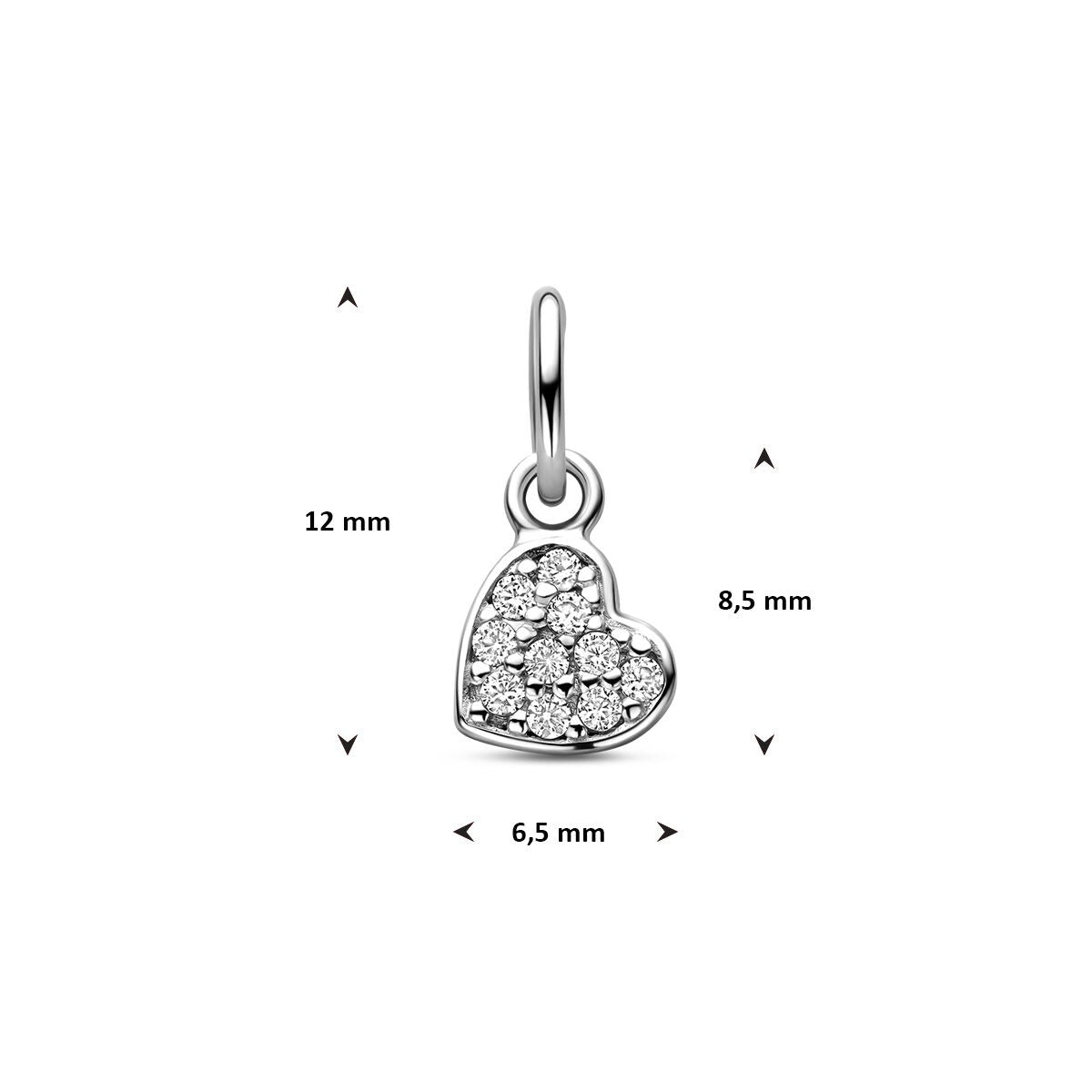 Silberner Herzanhänger mit Zirkonia 12 mm