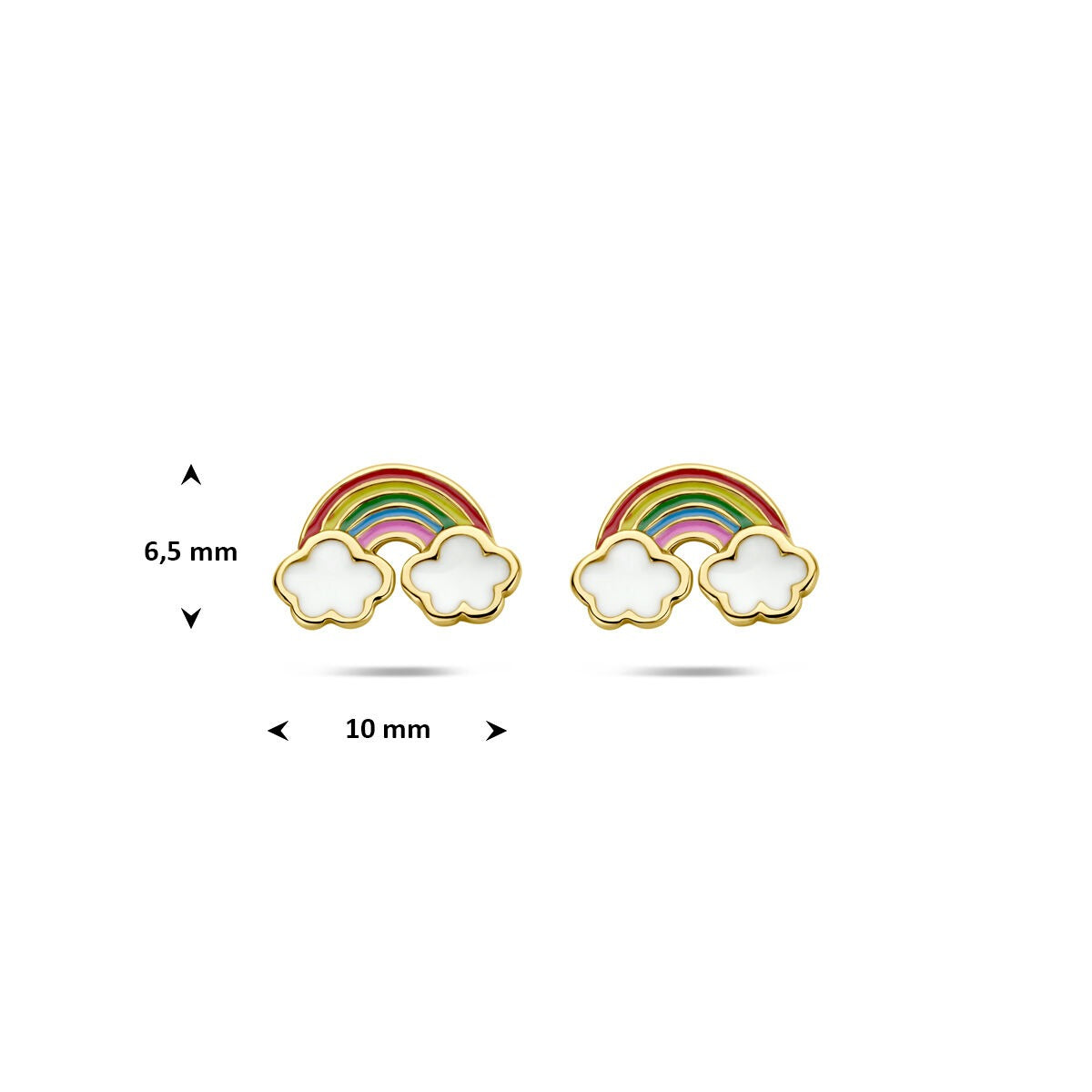 Vergoldete 925er Silber Ohrstecker für Kinder Regenbogen mit Wolken