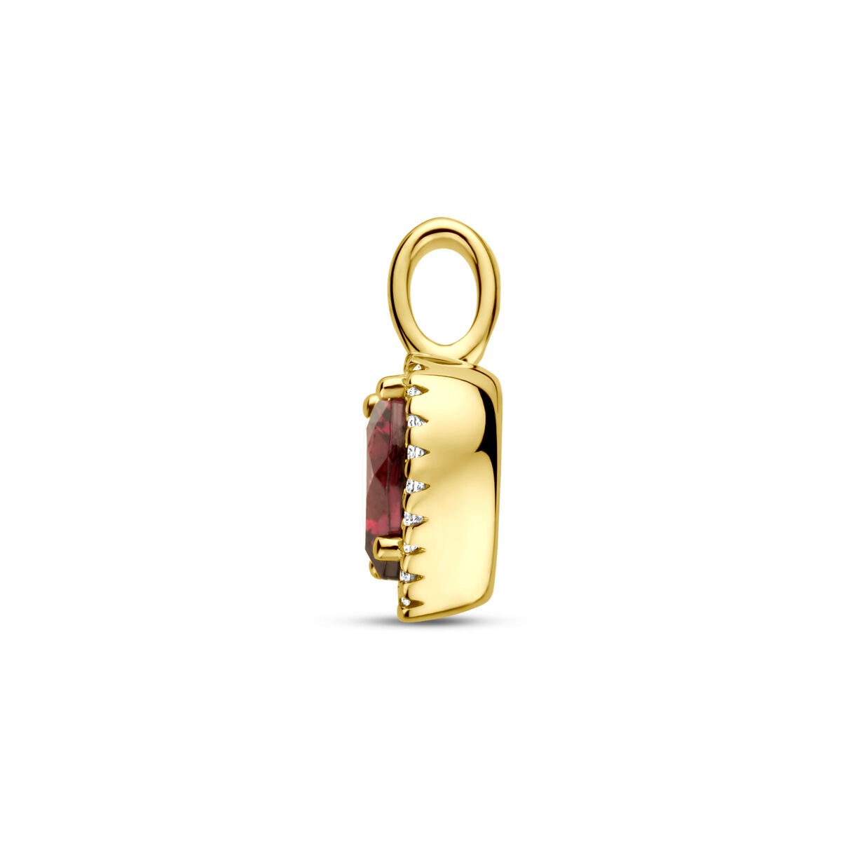 14k Gelbgoldanhänger mit Rhodolith-Herz und Diamant – 0,06ct