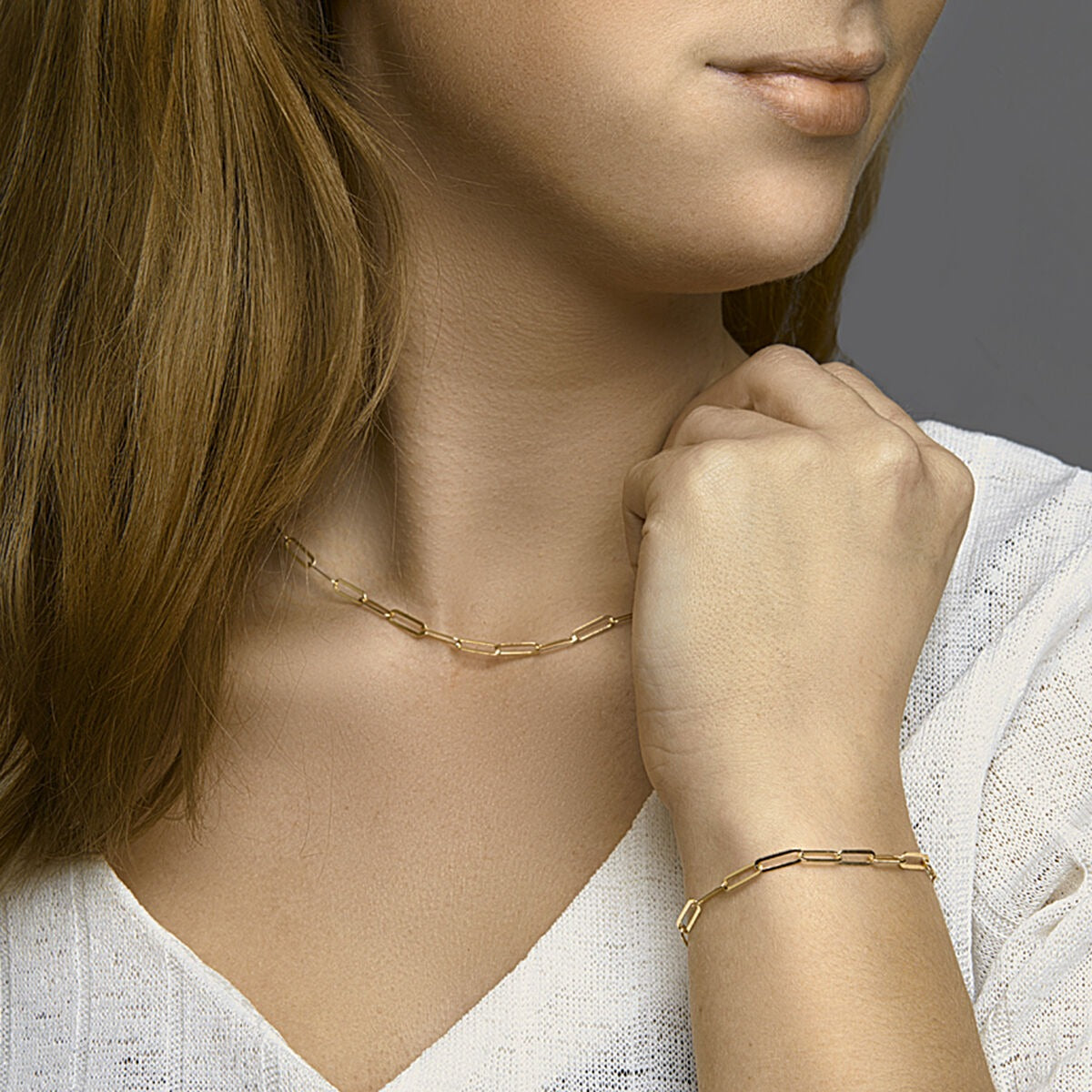 Vergoldetes Silber-Paperclip-Collier für Damen – Gelbgold auf 925er Silber, 41–45 cm