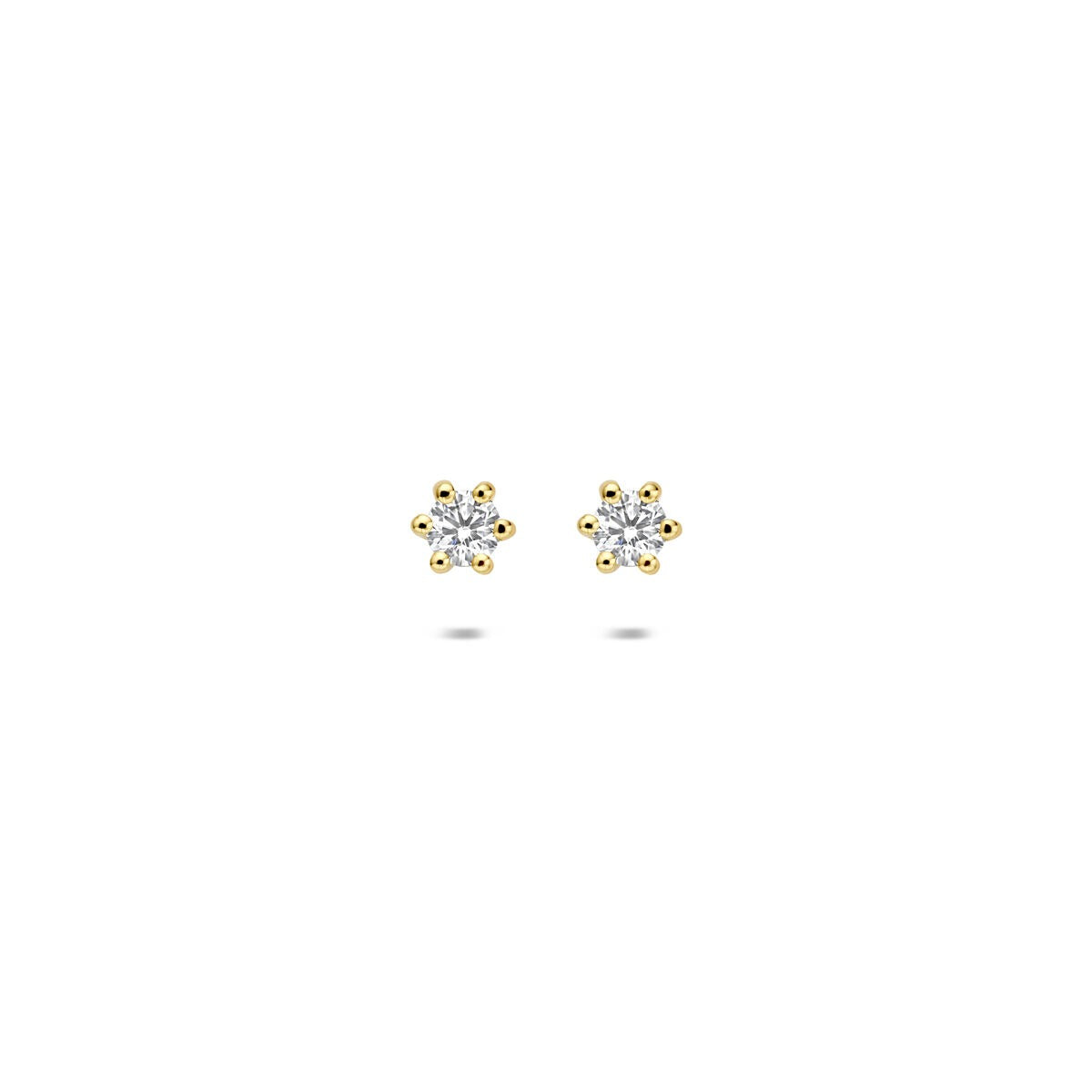 14k gelbgoldene Ohrstecker mit lab-grown Diamanten in Blumenform