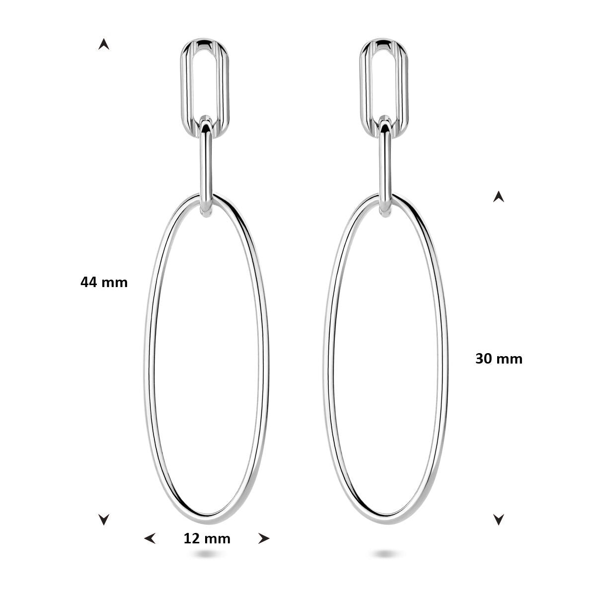 Silberne Ohrhänger oval rhodiniert 44mm
