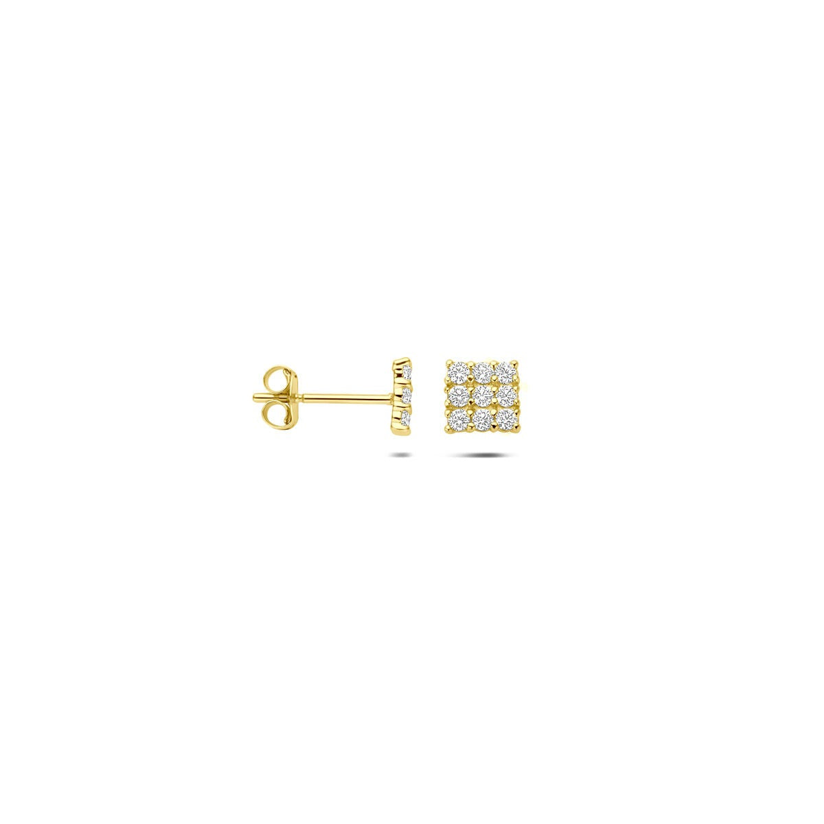 Goldohrstecker mit Pavé-Zirkonia – 14 K
