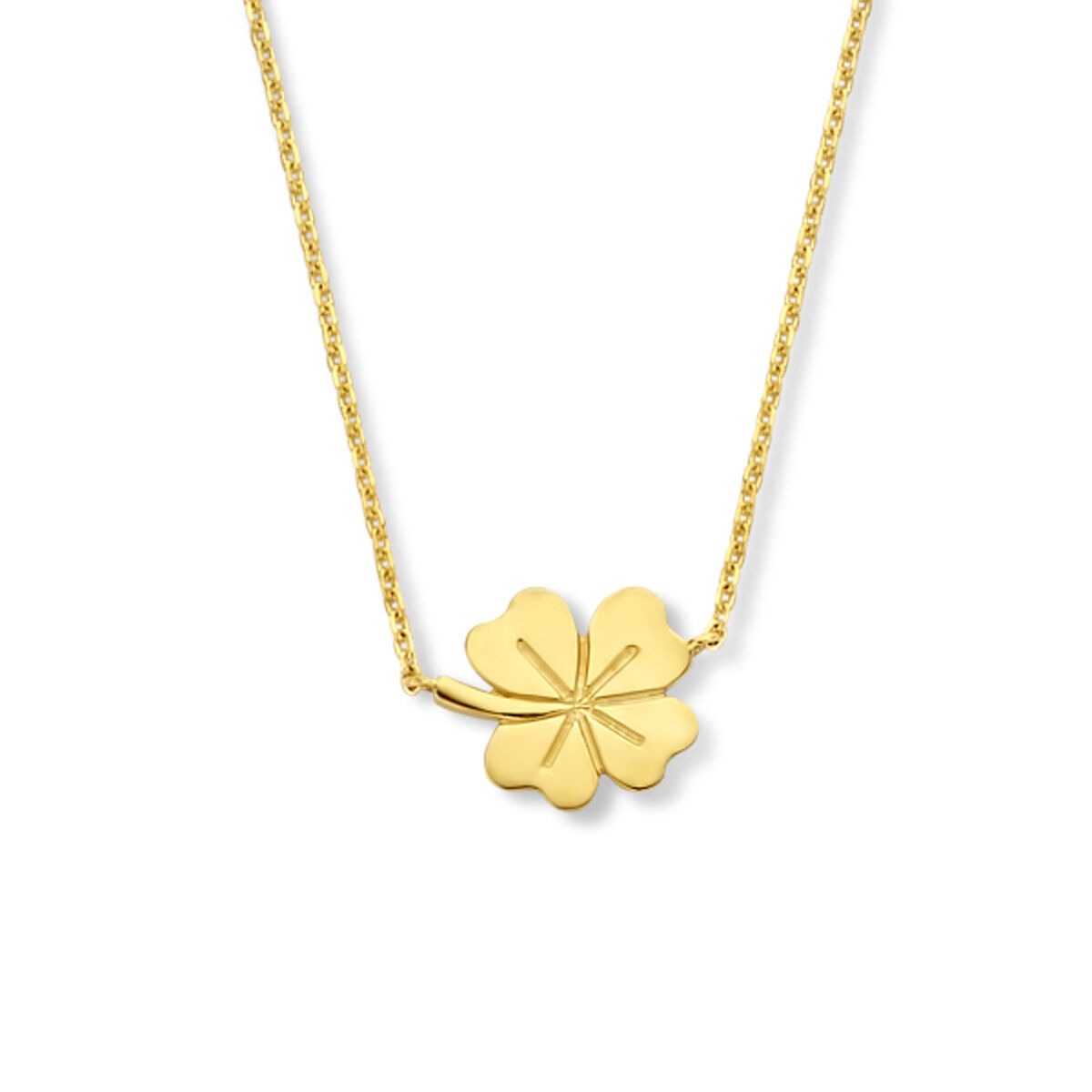 Kette aus 9 Karat Gelbgold mit einem vierblättrigen Kleeblatt-Anhänger