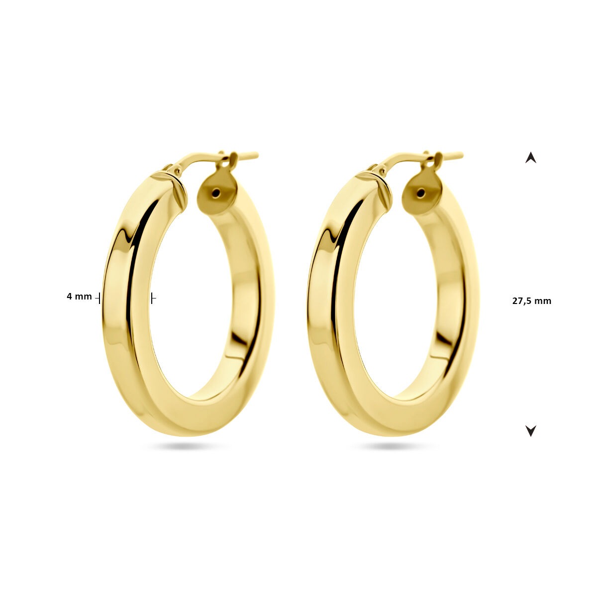 Vergoldete Silberohrringe Damen – Gelbgold auf 925er Silber, flaches Design 27,5 mm