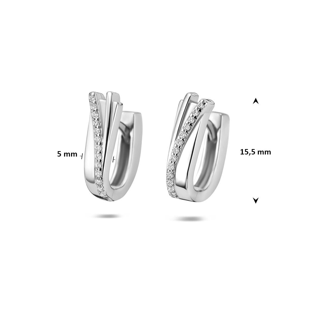 Rhodinierte Klappcreolen aus 925er Silber mit Zirkonia