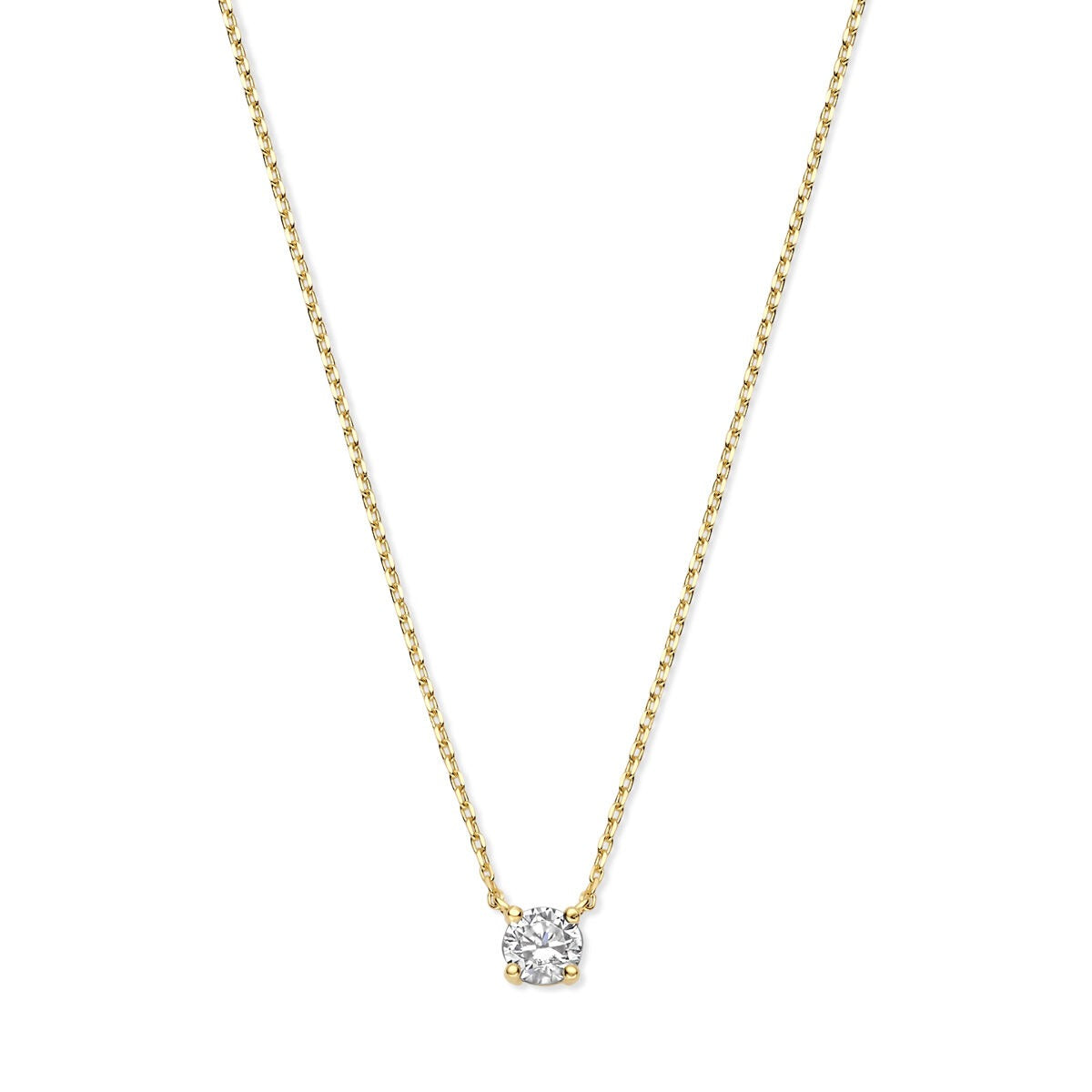 Halskette aus 9k Gelbgold mit Zirkonia-Anhänger in quadratischer Form