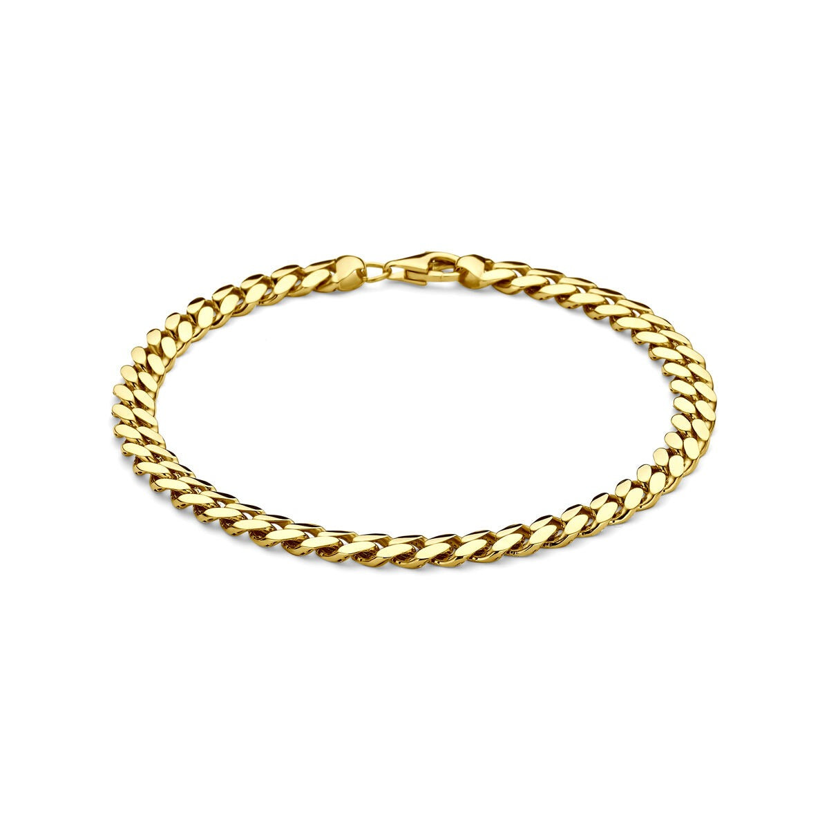 Herrenarmband aus 14k Gold mit Gourmette-Schalenelementen und Karabinerverschluss